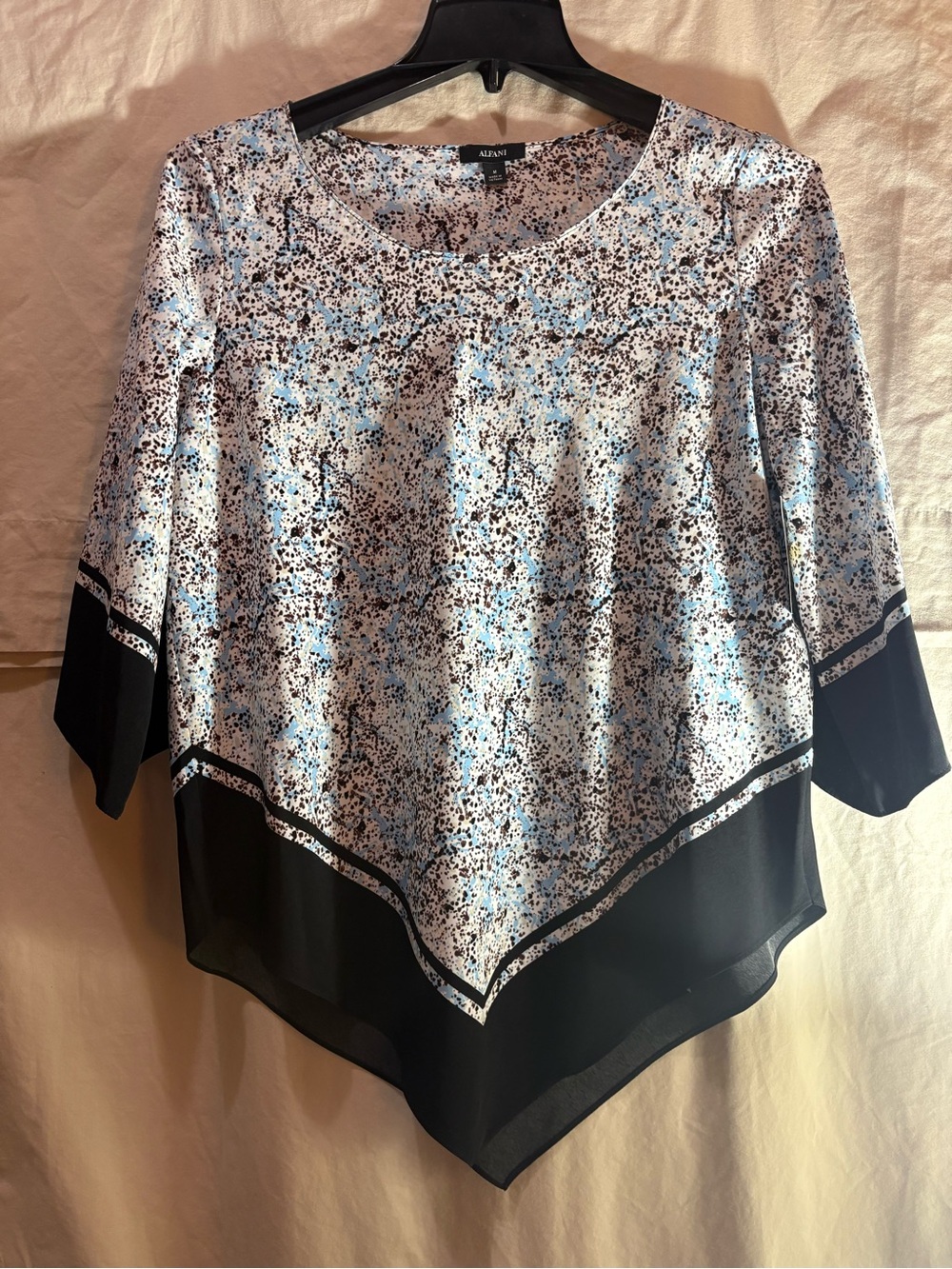 Alfani Blue, Black & White Speckled Handkerchief Hem Tunic